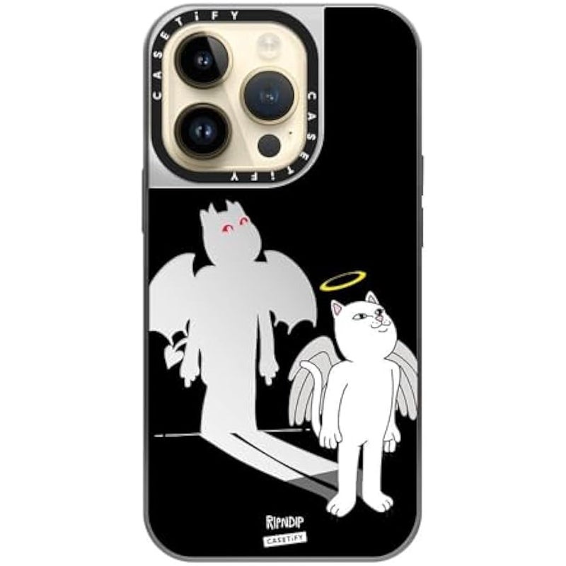Casetify Mirror Case for iPhone 14 Pro 【RipNDip Colab/Reflective / 4.9ft Drop Protection/Compatible with Magsafe】 - Shadow Friend - Silver on Silver - Image 4