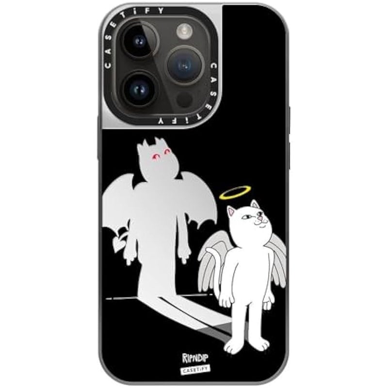 Casetify Mirror Case for iPhone 14 Pro 【RipNDip Colab/Reflective / 4.9ft Drop Protection/Compatible with Magsafe】 - Shadow Friend - Silver on Silver - Image 3