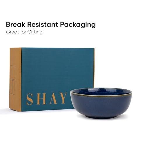 Shay Ceramic Large Bowl, 21cm, 1 Pieces, Blue Green | Glossy Finish | Stoneware Ceramic Serving Bowls | Ceramic Bowl | Pasta Serving Plate (Large Bowl - Blue Green) - Image 5