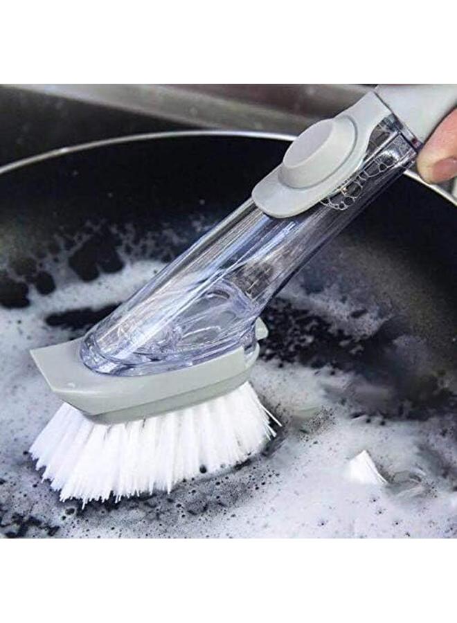 ECVV Automatic Liquid Tank Kitchen Utensils Sink Cleaning Brush Scrubber Dish Bowl Washing Brush With Refill Liquid Soap Dispenser Handle Sponge With Wok Brush Kitchen Pot Cleaner Tool - Image 4