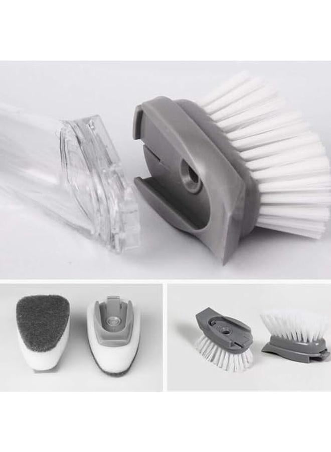 ECVV Automatic Liquid Tank Kitchen Utensils Sink Cleaning Brush Scrubber Dish Bowl Washing Brush With Refill Liquid Soap Dispenser Handle Sponge With Wok Brush Kitchen Pot Cleaner Tool - Image 2