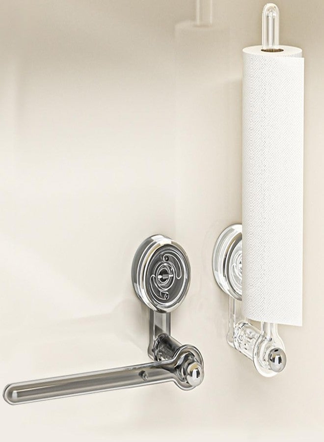 MiOYOOW Swivel Paper Towel Rack, 180° Rotation Suction Cup Roll Paper Holder with Hook for Bathroom Bedroom Kitchen - Image 2