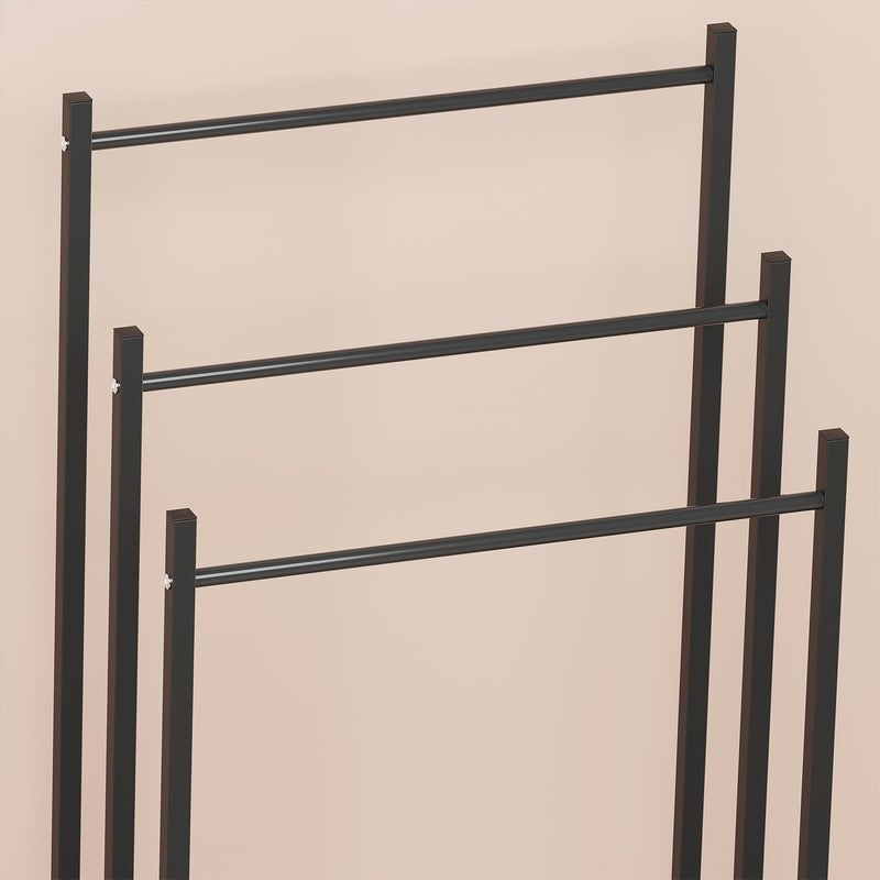 Lukzer Lukzer Premium Metal Towel Rack 3Bar Sturdy FreeStanding Organizer MultiFunctional Versatile for Towels Clothes and Accessories MGS007Black - Image 5