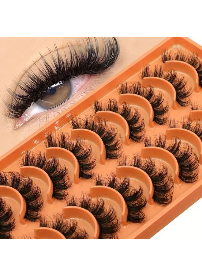 GROINNEYA 10 Pairs Thick Curly False Lashes Natural Strip Cat Eye ZEN01 14-16mm - Image 3