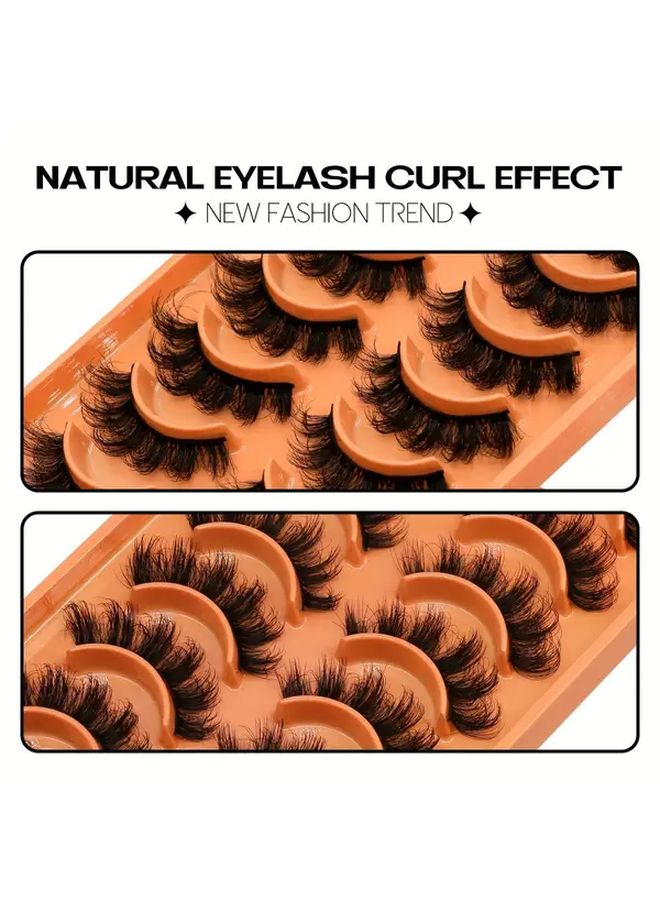 GROINNEYA 10 Pairs Thick Curly False Lashes Natural Strip Cat Eye ZEN01 14-16mm - Image 5