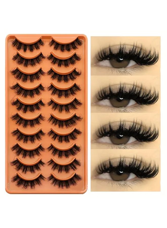 GROINNEYA 10 Pairs Thick Curly False Lashes Natural Strip Cat Eye ZEN01 14-16mm - Image 1
