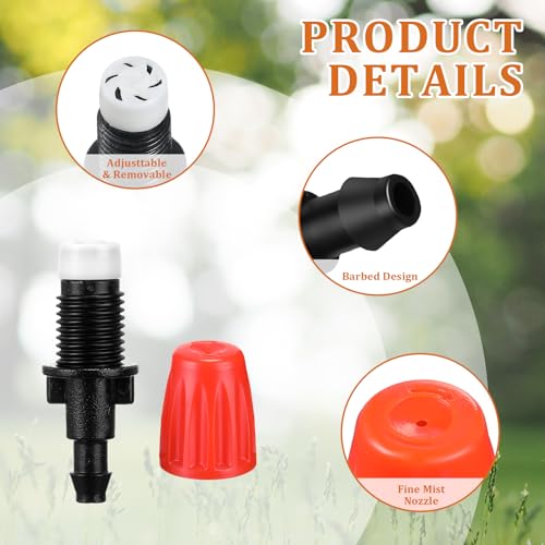 RimCereal 80 Pcs 1/4 Inch Drip Irrigation Kit - Drip Emitters with 360 Adjustable Spray Pattern Pom Material Water Saving Solution for Garden Agricultural and Patio Misting Systems(Single Barb) - Image 5