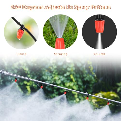 RimCereal 80 Pcs 1/4 Inch Drip Irrigation Kit - Drip Emitters with 360 Adjustable Spray Pattern Pom Material Water Saving Solution for Garden Agricultural and Patio Misting Systems(Single Barb) - Image 3