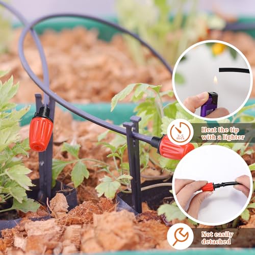 RimCereal 80 Pcs 1/4 Inch Drip Irrigation Kit - Drip Emitters with 360 Adjustable Spray Pattern Pom Material Water Saving Solution for Garden Agricultural and Patio Misting Systems(Single Barb) - Image 4
