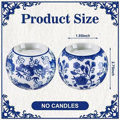Soaoo 2 Pack Blue and White Candle Holders Chinoiserie Decor Porcelain Tealight Candleholders Votive Candle Holders for Holiday, Wedding, Party Table Centerpiece Home Decor, 1.85 x 2.75 - Image 3