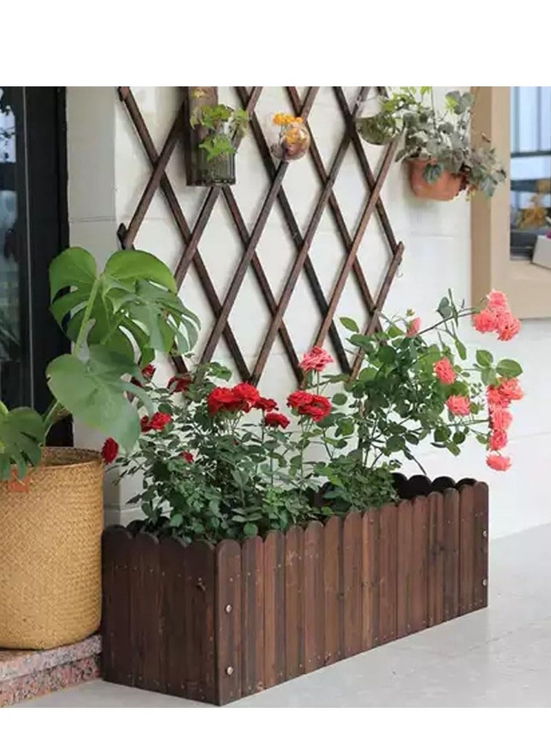 طعم المنزل وعاء زهور خشبي، زارع خشبي مستطيل مزخرف، صندوق خشبي ريفي، حاوية نباتات للأماكن الداخلية والخارجية، نباتات الخضروات والأعشاب والزهور  - Image 1