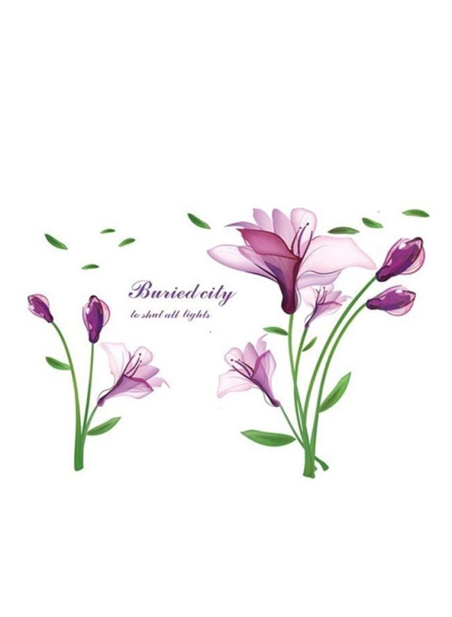 NIBEMINENT Floral Printed Wall Sticker Purple/Green 60x90centimeter - Image 1