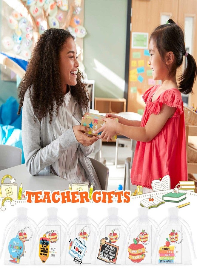 باتيير مجموعة باتيير المكونة من 24 قطعة من هدايا تقدير المعلمات، تتضمن سلاسل مفاتيح للمعلمات مع حقائب هدايا وبطاقات شكر للنساء - Image 5