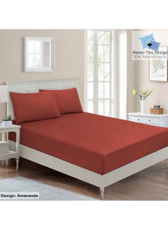 Home-Tex Design Hometex Design Premium 100% Long Stable Cotton Fitted Bed Sheet Set Queen Size 1 Fitted Sheet 160x200 cm and 2 Pillow Covers 50x80 cm with All Around Elastic Amarande 