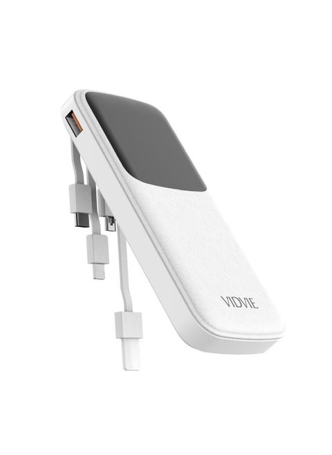 Power Bank Vidvie PB758 4 in 1 (Usb,Type-c,Micro,PD) Fast Charger 10,000 mAh - 4 Built-in Cables (White)