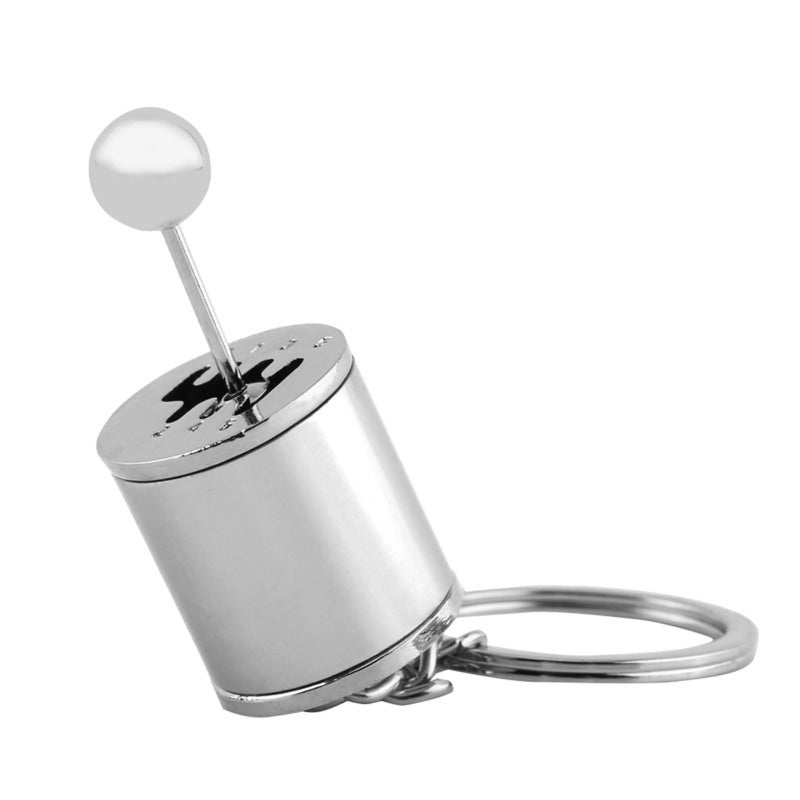 Auto Gear Shifter: Red Metal Alloy 6 Speed Reverse Gear - Functional Shiftable Compact Polished Metal Model Keychain for Car Fans, Collectors & Driving Beginners - Image 1