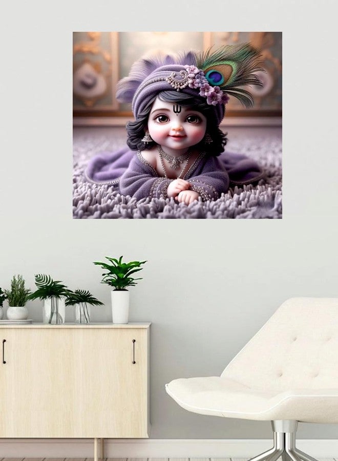 Sky Flying Baby Beauti Sileti Krishna Wall Poster For Living Room, Pooja Room, Kids Room, Office (Size - 46CM X 46CM) - Image 2