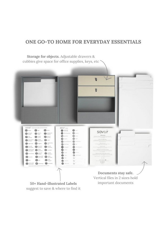 Savor | All-In-One Desk Organizer | Slate Gray - Keep Desk, Office, And Home Organized All-In-One Storage System For Important Files, Documents, Stationery, And Office Supplies - Image 4