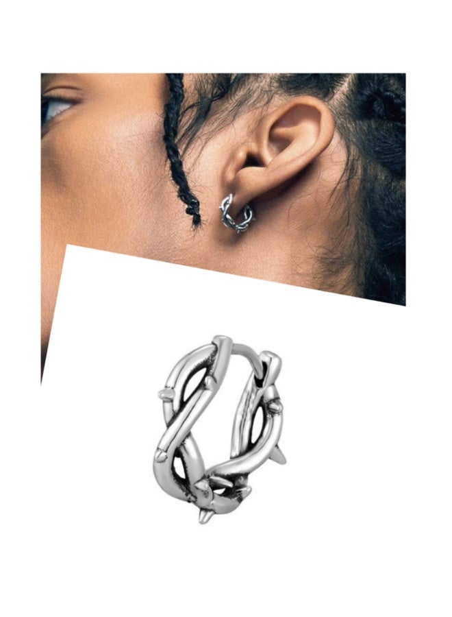 لاتين زوج واحد من الأقراط الرجالية المصنوعة من الفولاذ المقاوم للصدأ، أقراط دائرية على شكل هاجي - Image 1