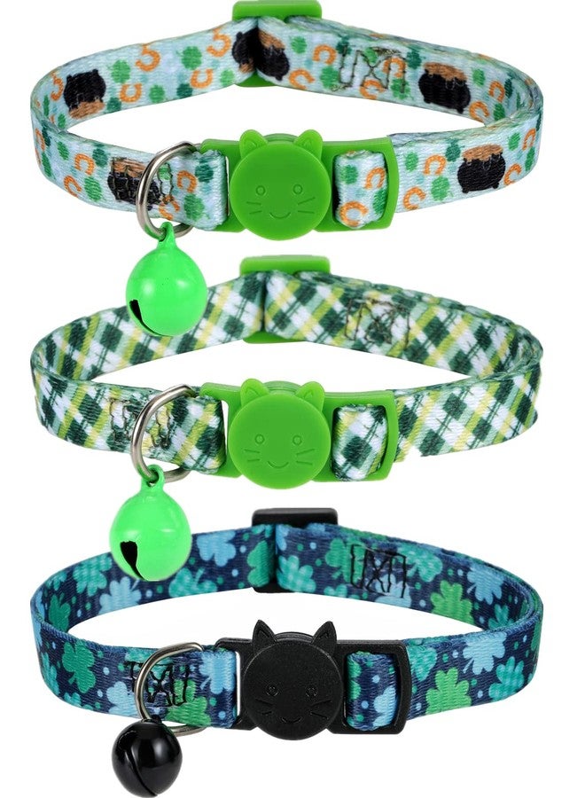BoomBone St Patricks Day Cat Collar with Bell, Breakaway Shamrock Collar for Small Dogs - Image 1