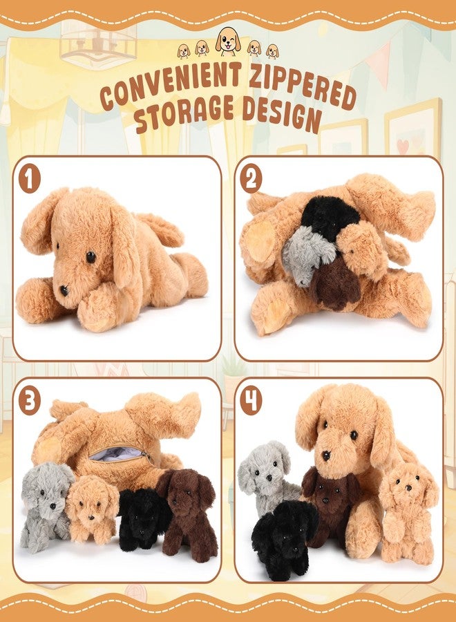 Skylety 5 Pcs Dog Stuffed Animal Puppy Stuffed with Babies Inside 1 Big Mommy with 4 Mini Baby Cute Soft Toy for Valentine Children Birthday Party Adopt a Puppy Favor(Lying Labrador) - Image 3