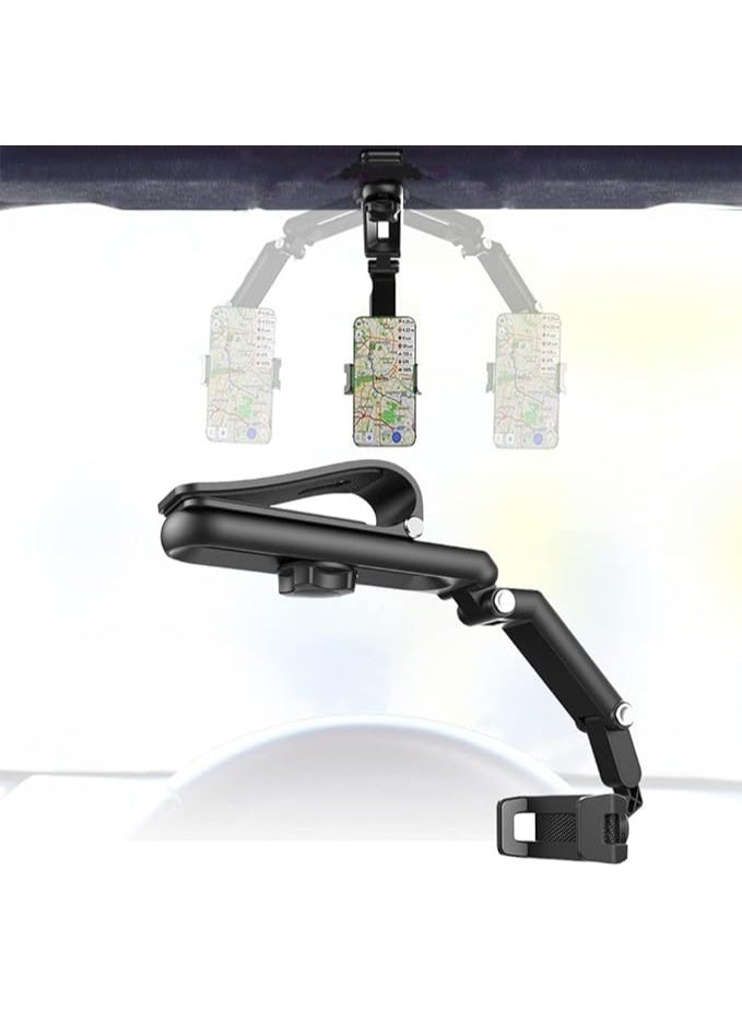 حامل موبايل للسيارة، دوران 1080° قابل للطي، قاعدة مشبك زنبركي قابلة للتعديل، للتثبيت على التابلوه، حاجب الشمس، المرايا الداخلية أو عجلة القيادة - Image 2