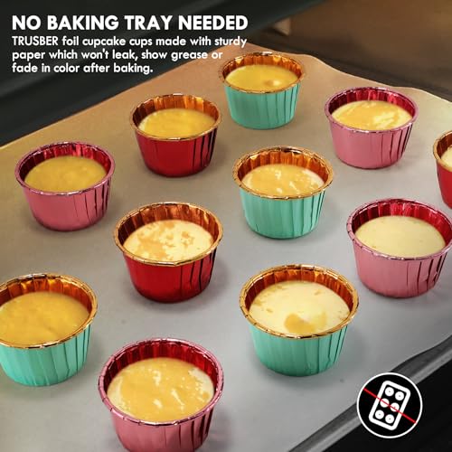 TRUSBER Pink and Gold Foil Cupcake Liners,100 pcs Disposable Muffin Liners 3.5 Oz Wrappers for Baking, Metallic Muffin Paper Cases Baking Cups Cupcake Liner for Wedding Party, Mother's Day - Image 4