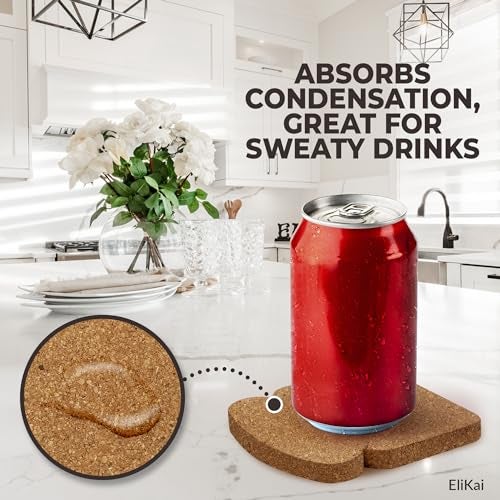 ELIKAI Cork Coasters for Drinks - Funny Coasters for Coffee Table, Absorbent Cork Coaster Set with Holder, Heat-Resistant Hot Pads for Kitchen, Ideal Housewarming and Birthday Gift, Set of 4 - Image 4