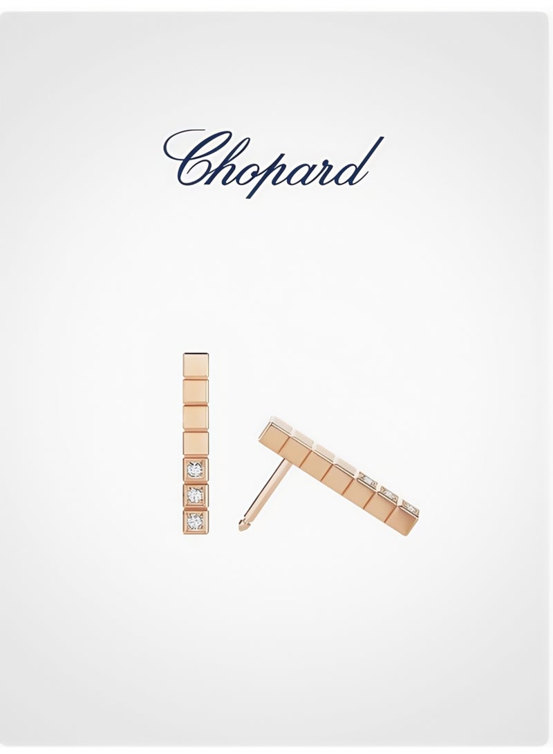 Chopard Ice Cube 18K Rose Gold Stud Earrings For Women, Luxury Gift​ - Image 3