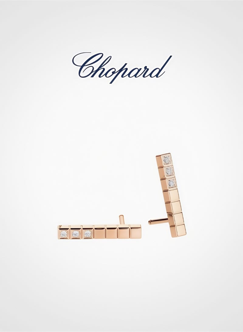 Chopard Ice Cube 18K Rose Gold Stud Earrings For Women, Luxury Gift​ - Image 2