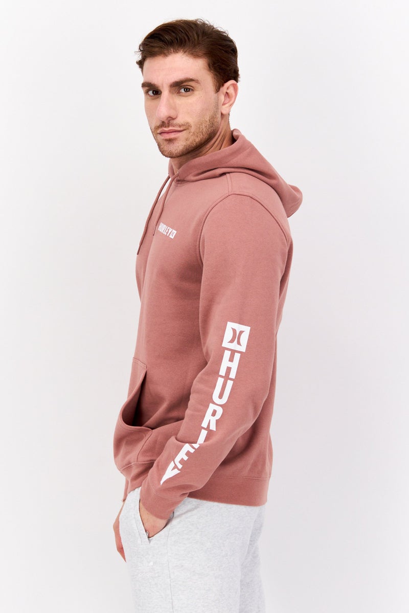 Hurley Men Brand Logo Long Sleeves Hoodies, Dusty Pink - Image 2