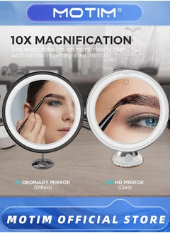 Motim Upgraded 10x Makeup Mirror with Touch Control Magnifying Mirror with Lights for Home, Bathroom and Travel  - Image 3