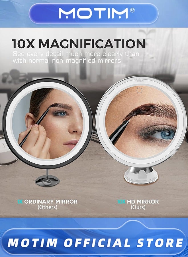 Motim Upgraded 10x Makeup Mirror with Touch Control Magnifying Mirror with Lights for Home, Bathroom and Travel  - Image 3