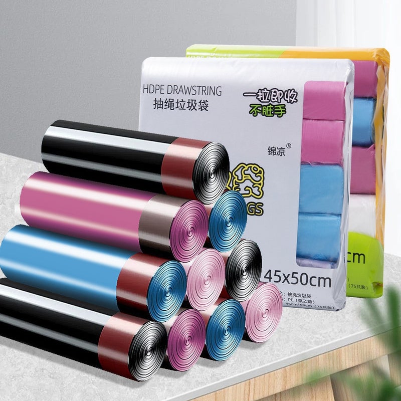 Drawstring Garbage Bag Thickeneded And Enlarged Drawstring Large Roll Plastic Bag Office Kitchen Household Garbage Bag Starting From One Piece - Image 4
