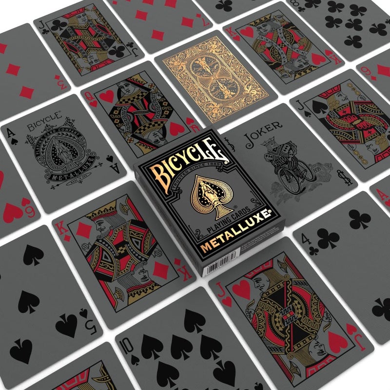 Bicycle Black Metalluxe 3 Pack Bundle â€“ Includes Gold, Silver, and Rose Gold Playing Card Decks - Image 2