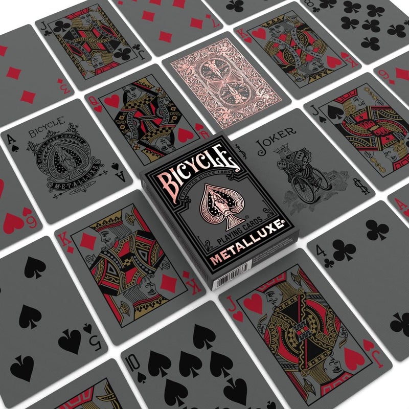 Bicycle Black Metalluxe 3 Pack Bundle â€“ Includes Gold, Silver, and Rose Gold Playing Card Decks - Image 3