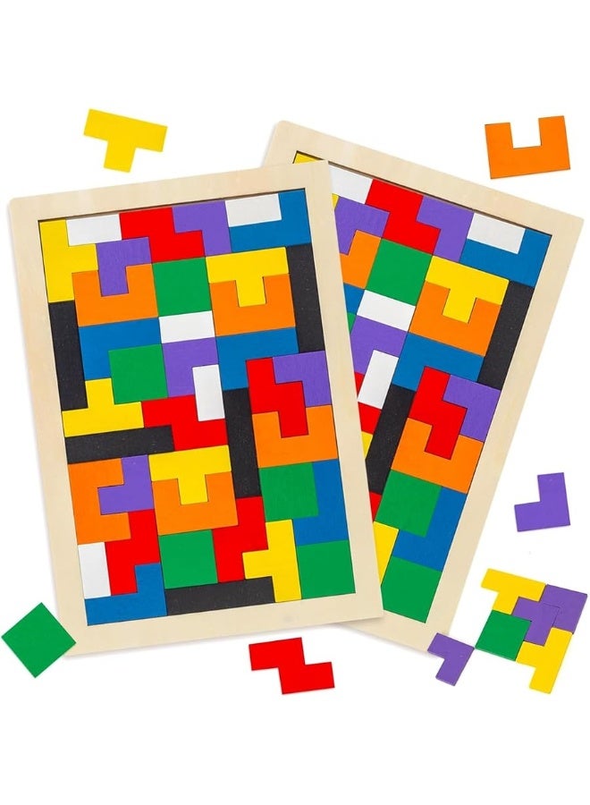 3 otters Wooden Blocks Puzzle 2 Pack Russian Blocks Wooden Jigsaw Puzzles Brain Games Intelligence Toys Puzzles for Kids Ages 46 Montessori Educational Gift for Kids - Image 4