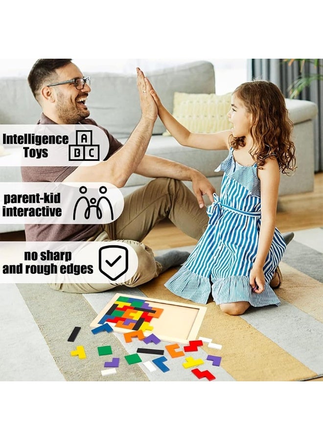 3 otters Wooden Blocks Puzzle 2 Pack Russian Blocks Wooden Jigsaw Puzzles Brain Games Intelligence Toys Puzzles for Kids Ages 46 Montessori Educational Gift for Kids - Image 3