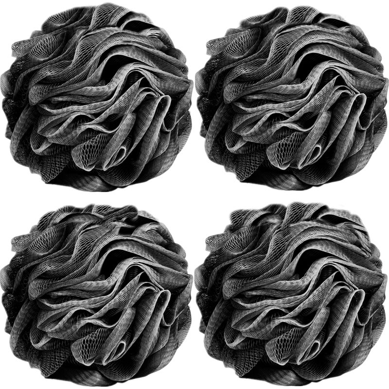 Fu Store Loofah Sponge Shower Loofahs 50g Bath Sponges Mesh Balls 4 Colors Body Scrubber Exfoliator Wash Back Scrubber Bathroom Men Women 4 Pack Scrubbers Cleaning Bathing Accessories, 50g Black - Image 1