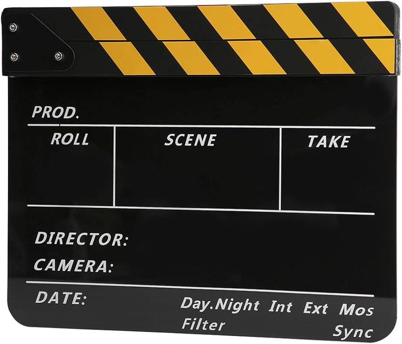 Yellow Striped Acrylic Clapperboard 30x25cm Professional Director Board With Built In Magnets - Image 4