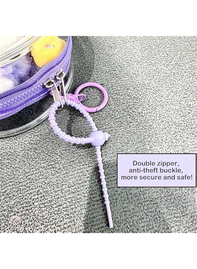BJD Doll Clear Display Bag, Portable Figures Storage Bag with Keychain, Mini Doll Hanging Box, Double Zipper Closure Dustproof Case for Plushies (Elliptic box-pink 19cm)  - Image 5