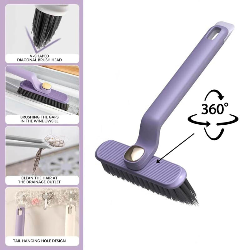 FIMTOWN Multi-Function Bathroom Plastic Cleaning Brush,Tiles Cleaning Brush,Hard Bristle Rotating Crevice Gap Cleaning Brushes for Bathroom,Floor Cleaner Brush (Multicolour) (Pack of 1) - Image 2