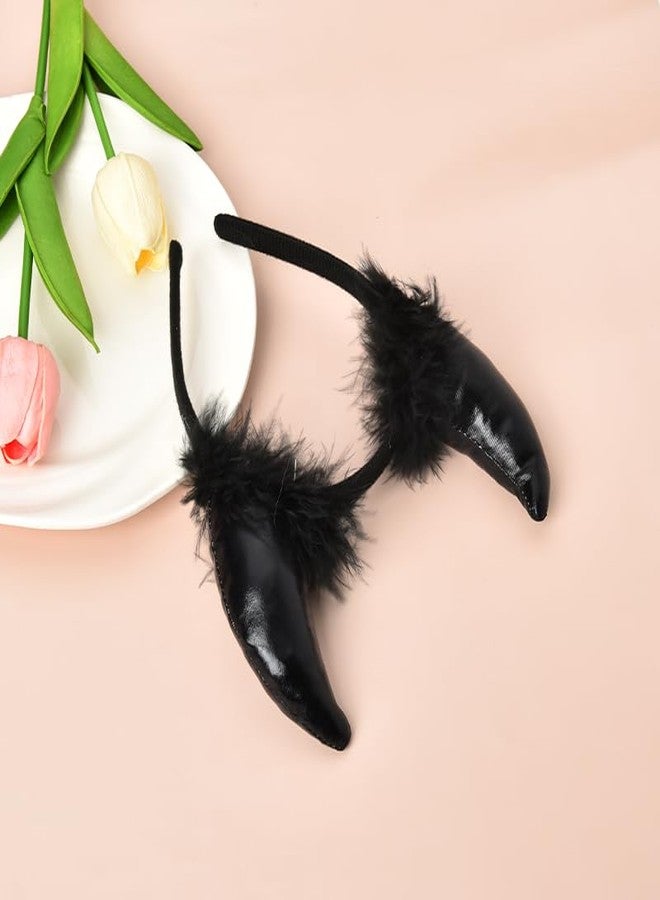 YangQian Devil Halloween Costume Headbands for Women Black Demon Devil Horns Headband Fashion Gothic Headbands for Women's Hair Accessories Headband Punk Scary Halloween Decorative Hair Bands for Girls Cosplay - Image 5