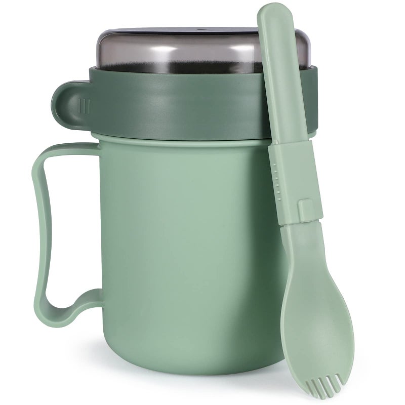 Cabilock Microwavable Soup Cups with Lid 500ml Leakproof Soup Mug with Handle and Scoop Overnight Oats Container Microwave Bowl Portable Travel Mug for Noodles Hot Cereal