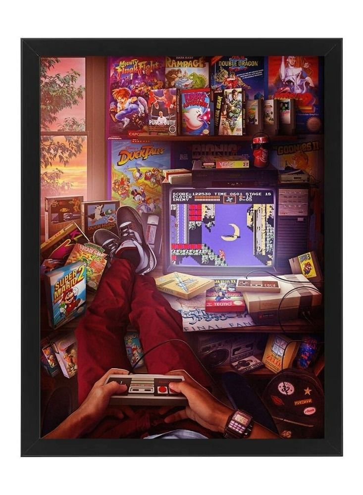 RKN Digital Wall Art Poster Frame Nintendo Retro 30X40 cm - Image 1