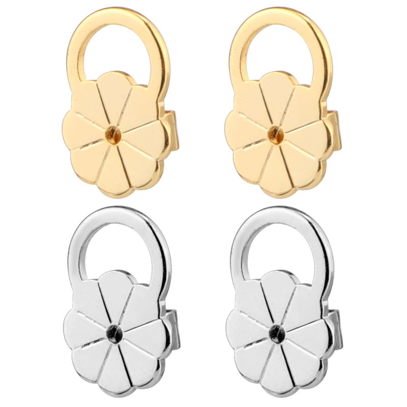 Mikovivi 4pcs Earring Backs Copper Earring Backs for Droopy Ears Studs Large Earring Lifters Backs Repacements for Heavy Earring Support Backings for Earlobe GoldSilver