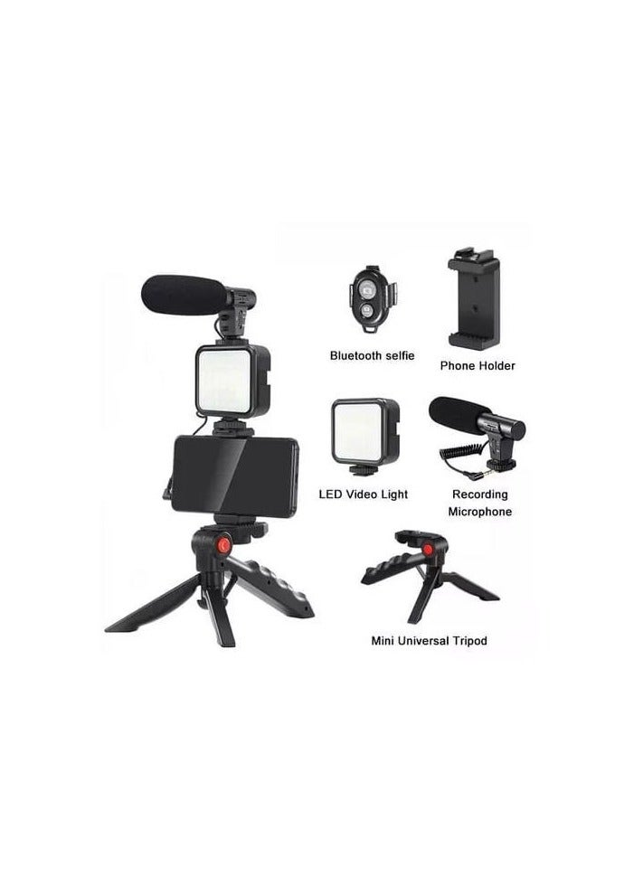 Camera Video Recording Vlogging Kit for Video Making, Mic, Mini Tripod Stand, LED Light & Phone Holder Clip for Making Videos Podcasting - Image 2