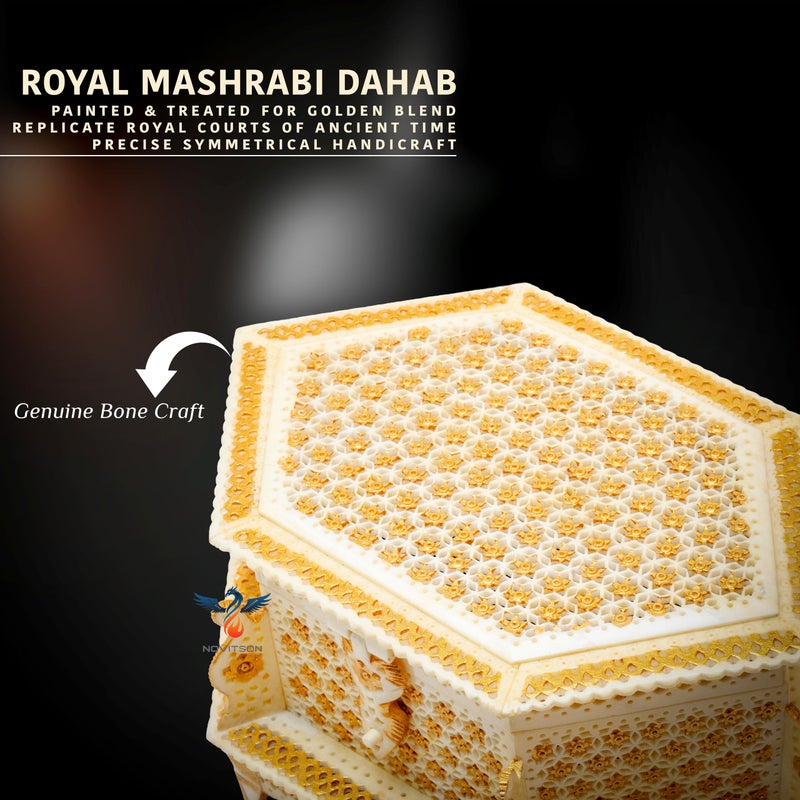 Novitson Royal mashrabi Dahab Hexagon Jewel Box – Handcrafted Limited Edition | Animal Bone Exterior, Velvet Interior | Vintage Keepsake Storage for Valuables & Decor - Image 2