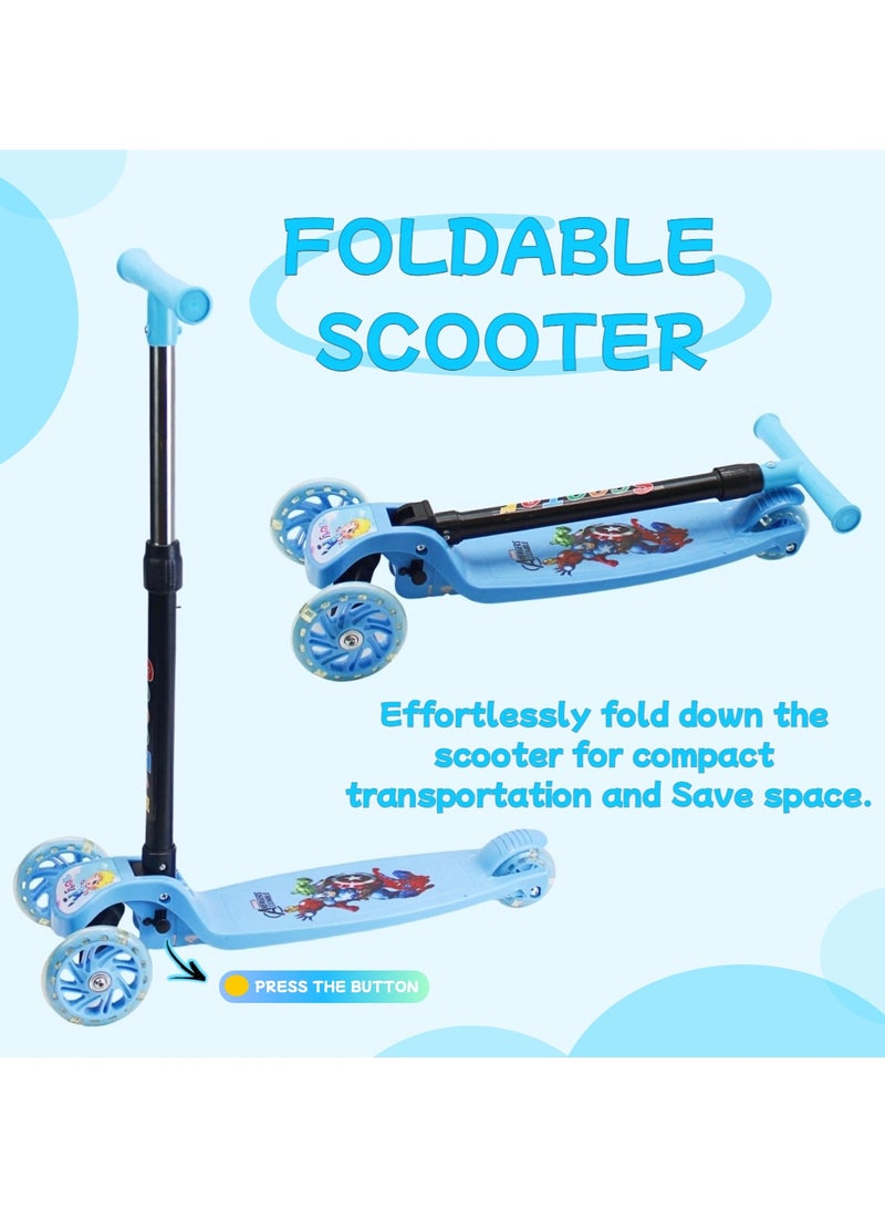 إيزي فيتشور سكوتر سهل المستقبل للأطفال من عمر 3 إلى 8 سنوات بإطار قابل للطي، ومقود قابل للتعديل، وعجلات LED PU، وفرامل خلفية. - Image 2