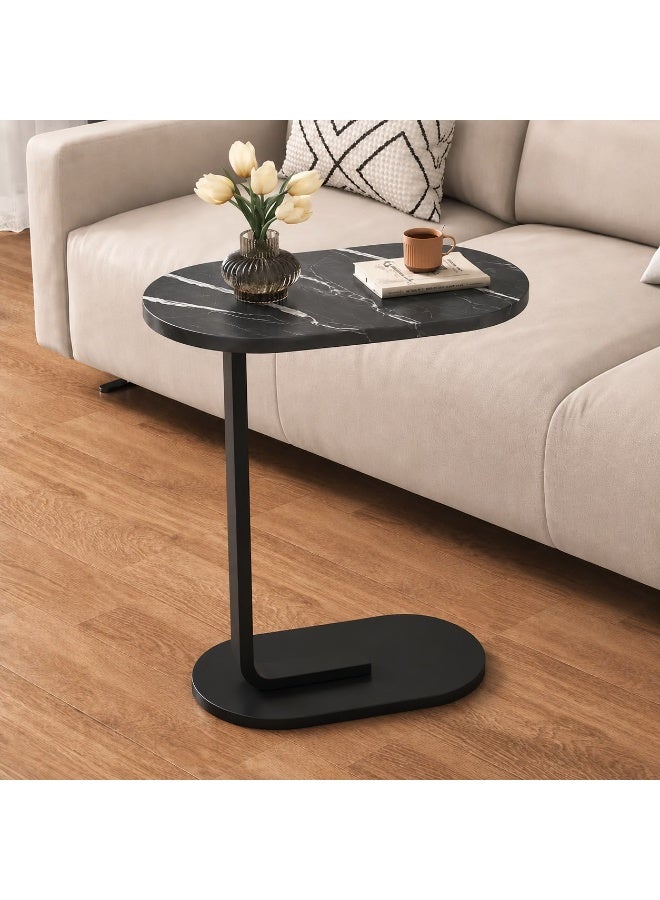 USHOP space-saving C-shaped side table is ideal for sofas, bedrooms, and indoor and outdoor spaces; a wooden coffee table for sofas and beds. - Image 2